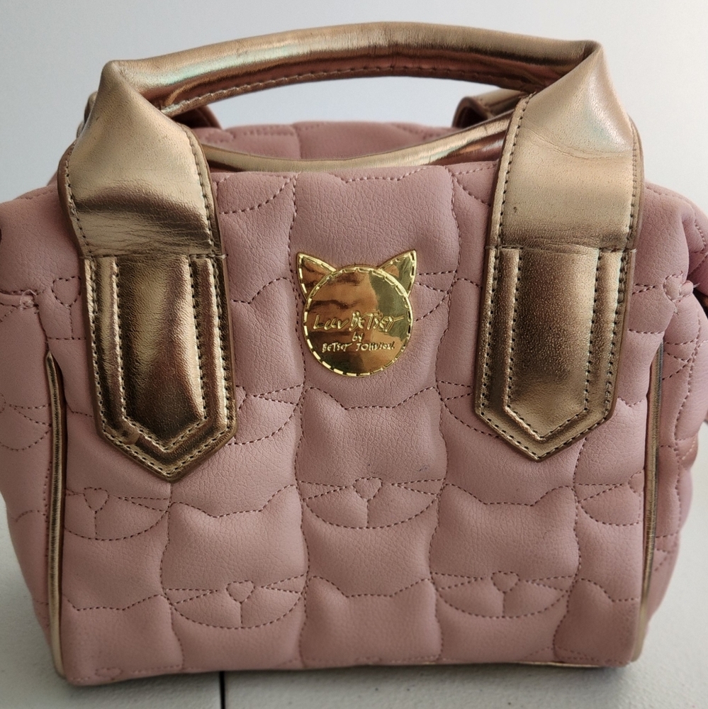 Betsy Johnson Blush Mini Bag with Metallic Gold Trim